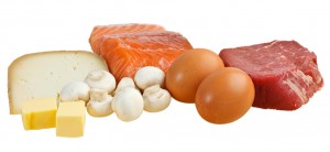 Food sources of vitamin D, including fish, meat, eggs, dairy and mushrooms.